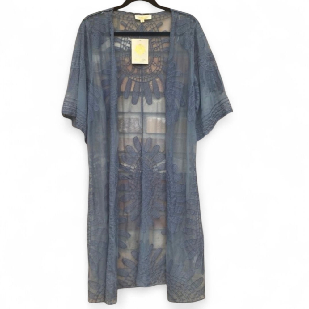 Elegant Blue Sheer Kimono